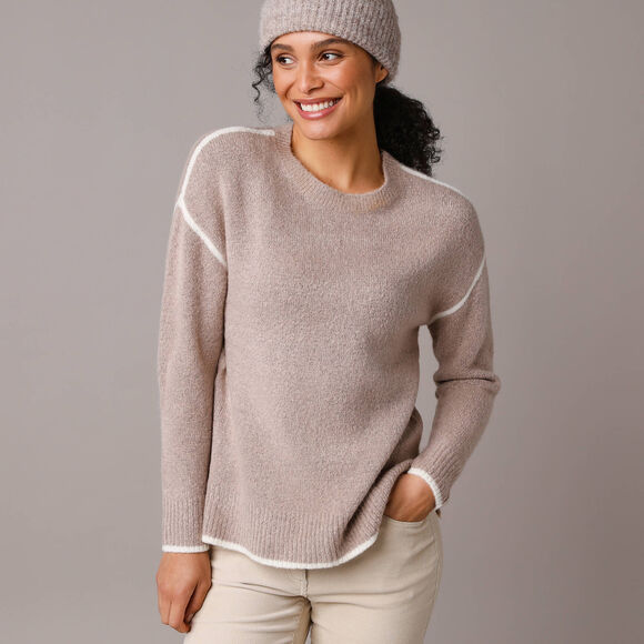 Pull bicolore en maille moelleuse  (beige chiné) Pull bicolore en maille moelleuse  (beige chiné)